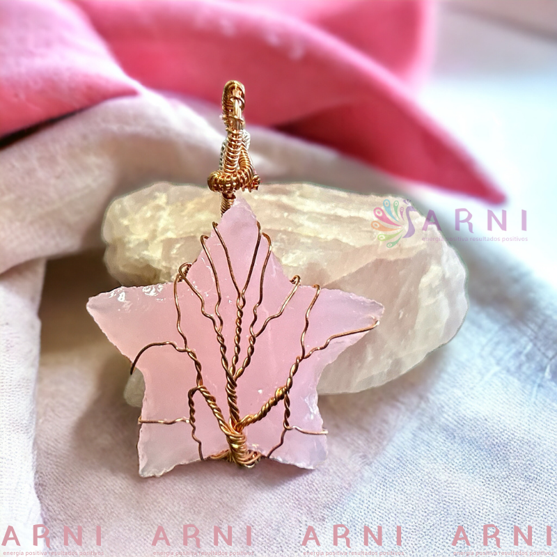Colgante Estrellita Cuarzo Rosa