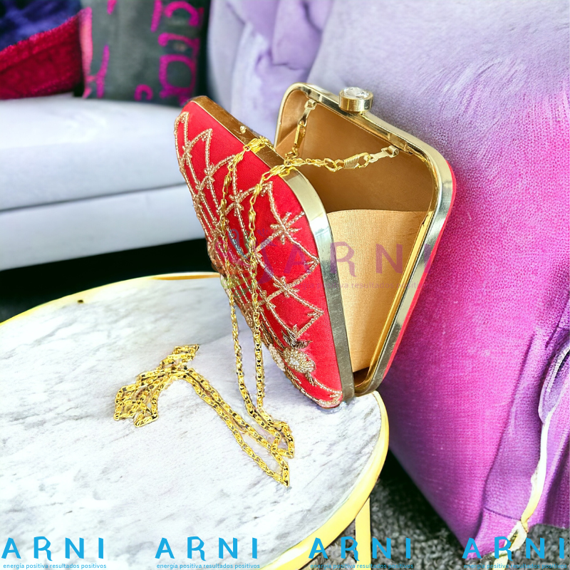 Cartera Rojo con Flores