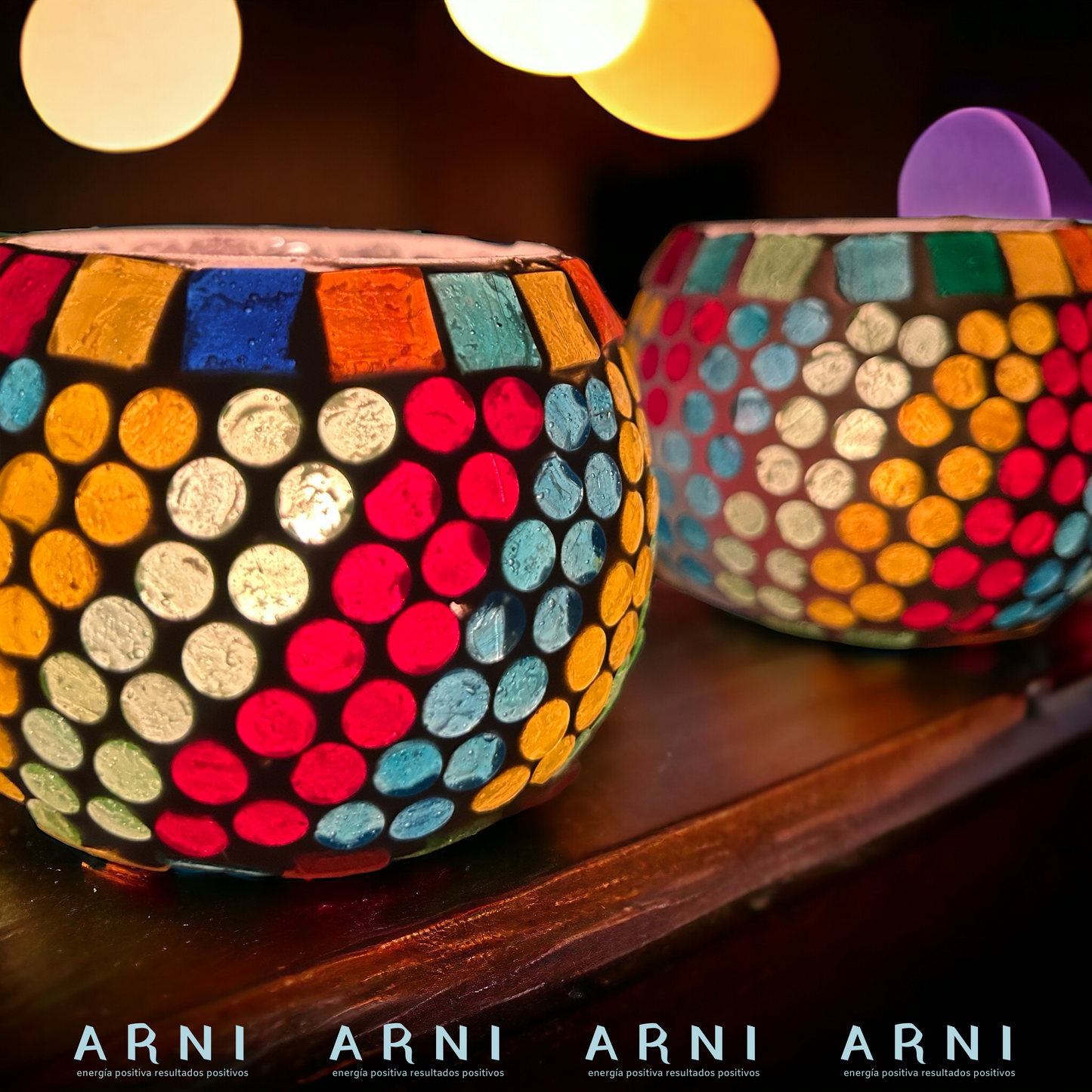 Porta Vela Candelabro - Modelo Multicolor - Hecho en India (Pack de 2)