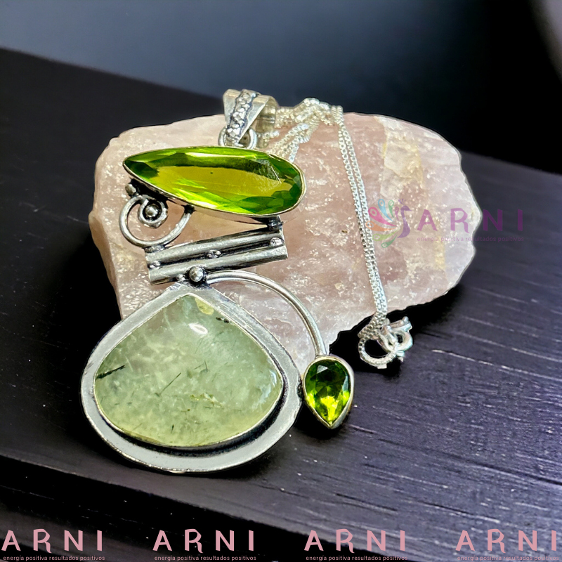 Colgante Prehnita y Peridoto Verde