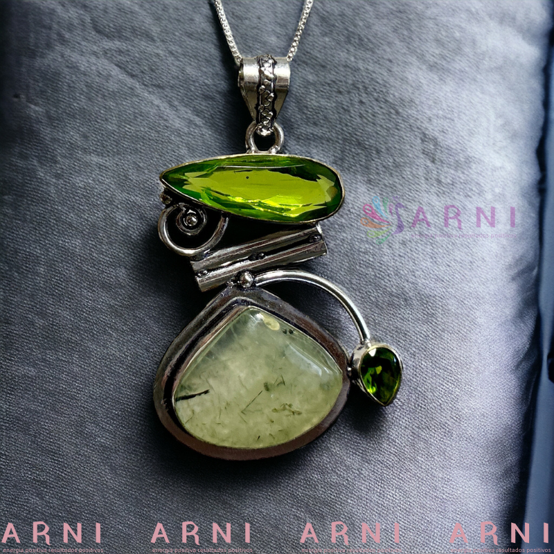 Colgante Prehnita y Peridoto Verde